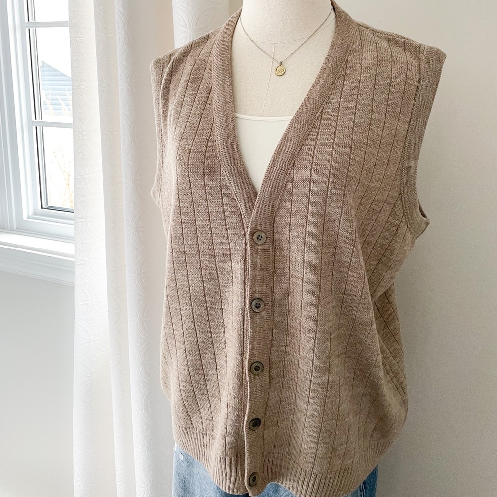 Preppy Academia Sweater Vest in Tan | Grandpa Sweater Vest | Light Academia